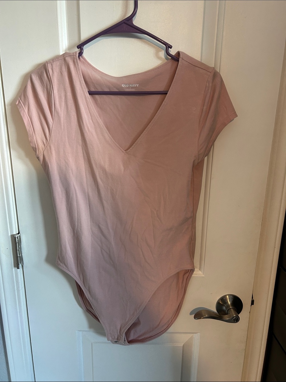 Old Navy Mauve V-Neck Short Sleeve Bodysuit